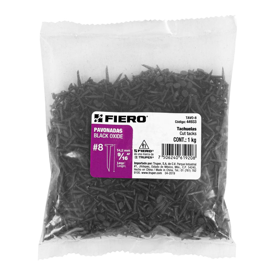 Bolsa con 1 kg de tachuelas pavonadas No. 8, Fiero, 44933