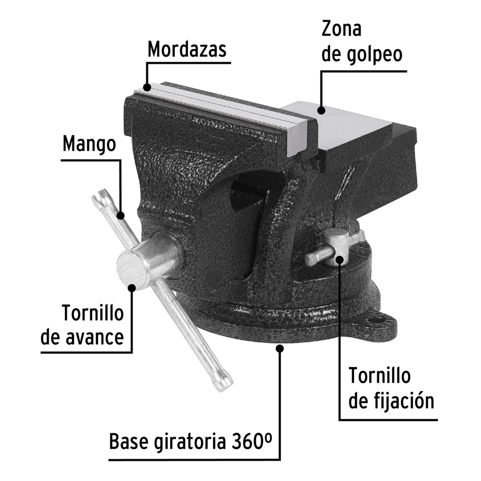Tornillo de banco 4' de hierro gris, Pretul, 26039
