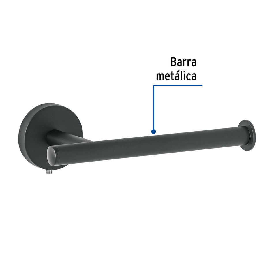 Portarrollo metálico acabado negro, Foset Túbig Caja con 6, 45960