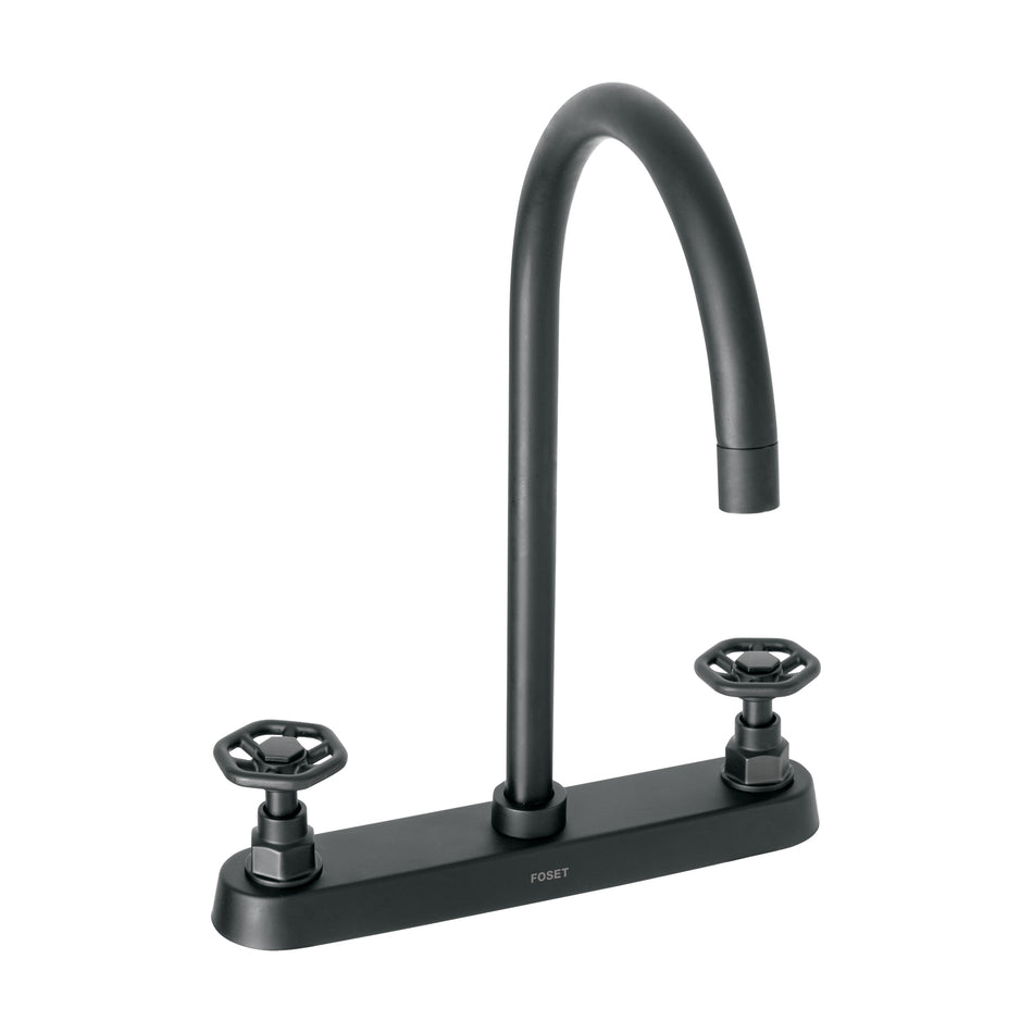 Mezcladora p/fregadero,manerales redondos,negro mate,Tubig, 46776