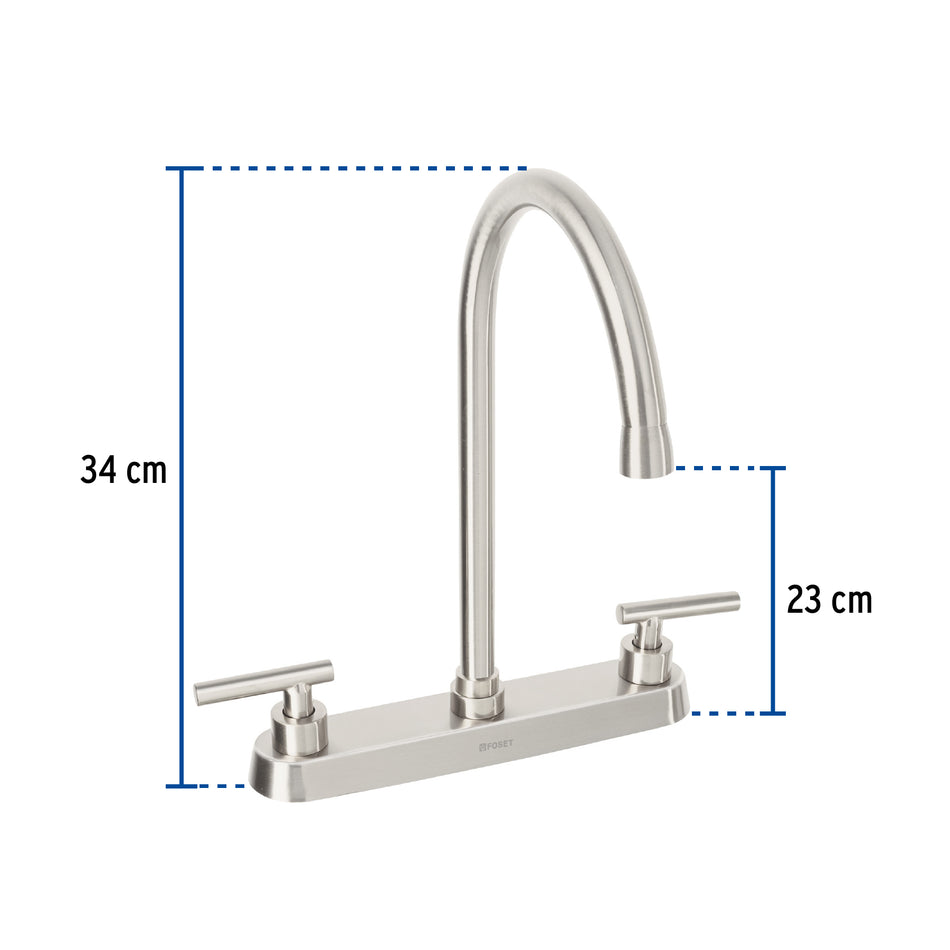 Mezcladora para fregadero, manerales palanca, satín, Tubig, 46772