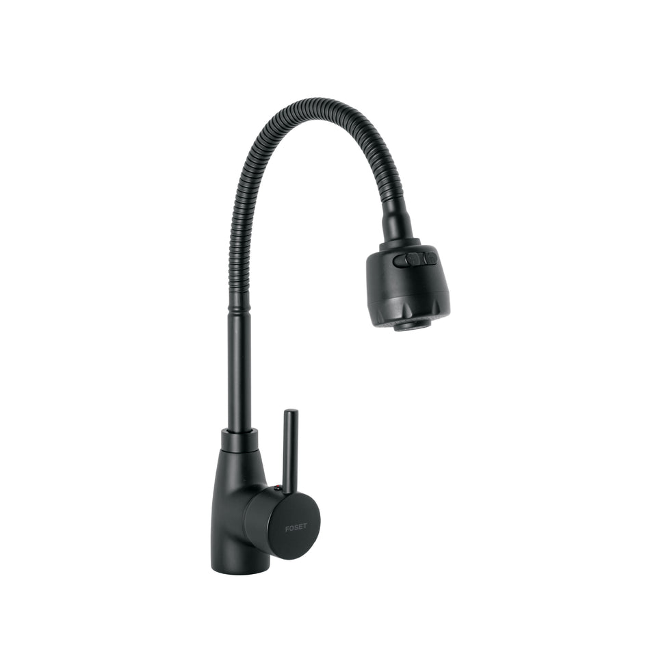 Monomando para fregadero con cuello flexible, negro, Tubig, 47388