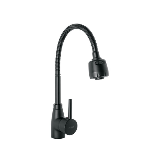 Monomando para fregadero con cuello flexible, negro, Tubig, 47388