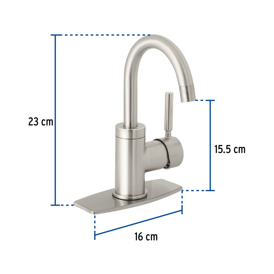 Monomando corto para lavabo, satín, Foset Tubig, 46763