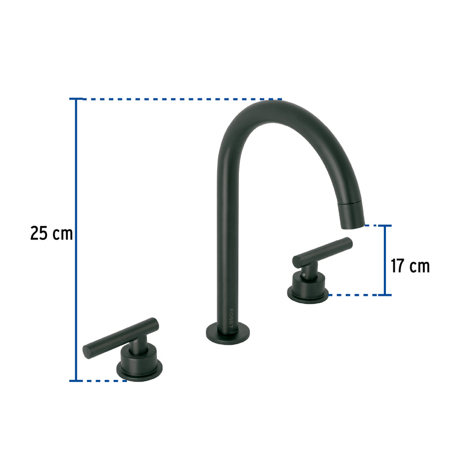 Mezcladora p/lavabo,taladros separados,palanca,negro,Tubig, 46758