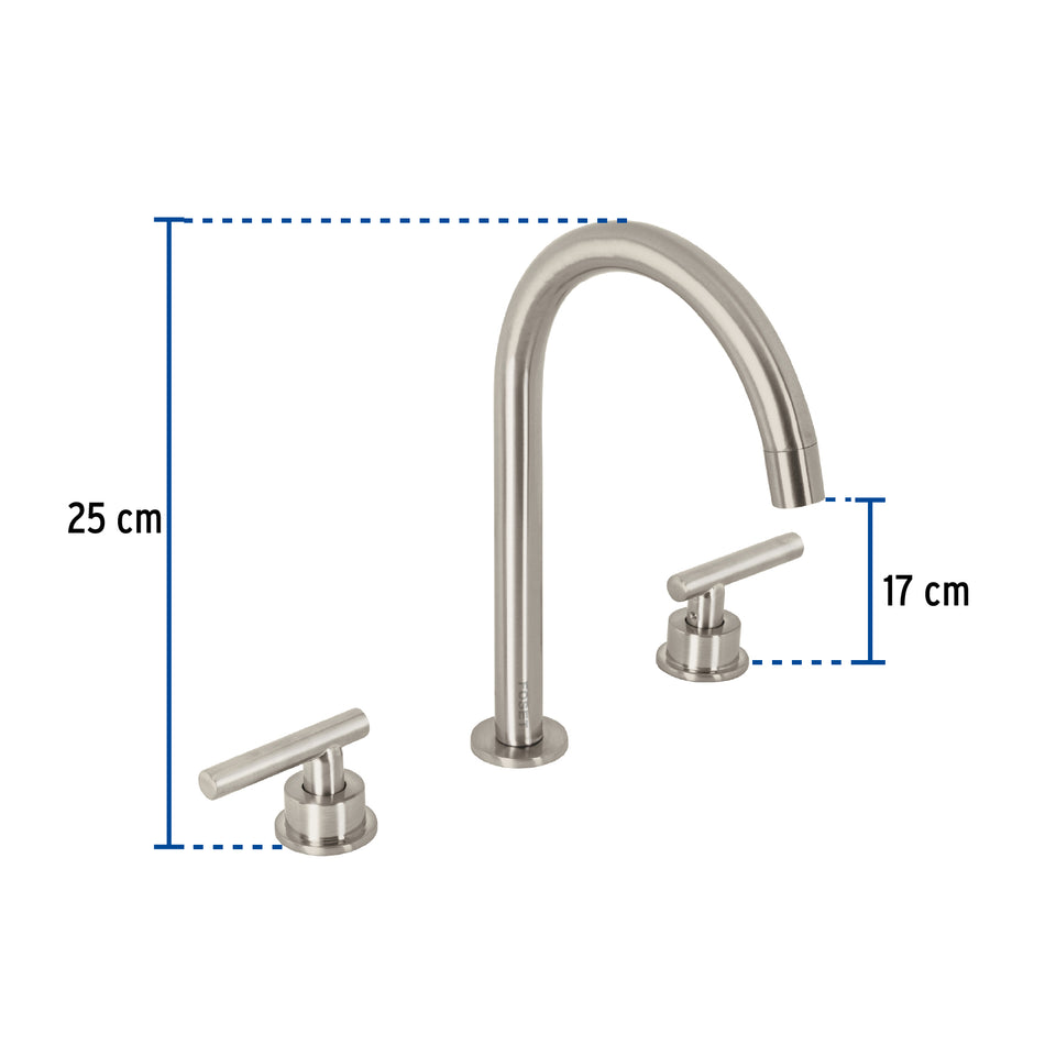 Mezcladora p/lavabo,taladros separados,palanca,satín,Tubig, 46757