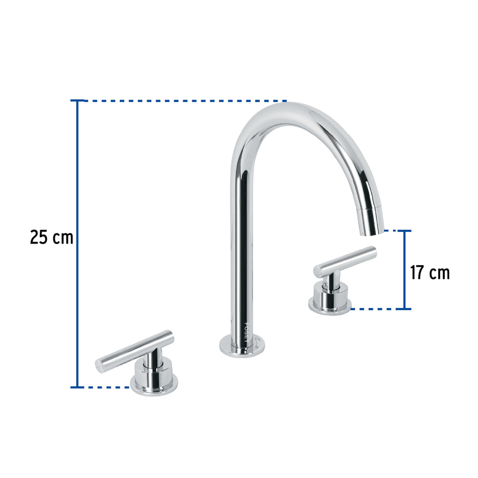 Mezcladora p/lavabo,taladros separados,palanca,cromo,Tubig, 46756