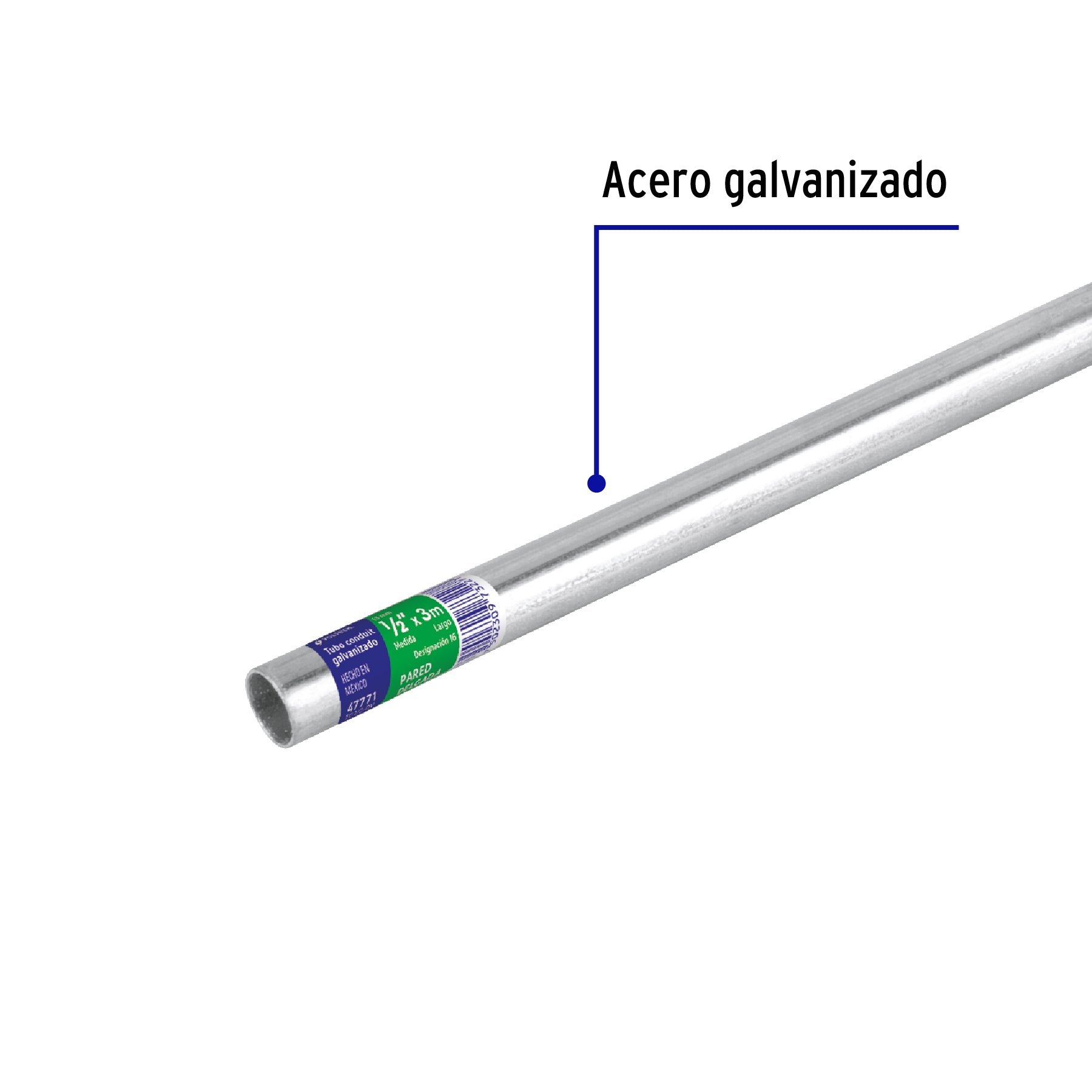 Tubo Conduit 1/2' pared delgada (1 mm), et. verde, 3 m, 47771