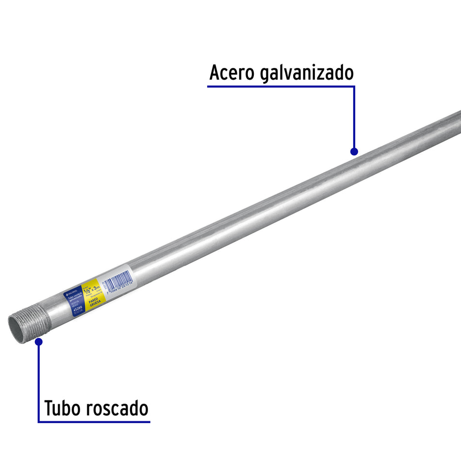 Tubo Conduit 1/2' pared gruesa (1.6 mm), et. amarilla, 3 m Caja con 10, 45286