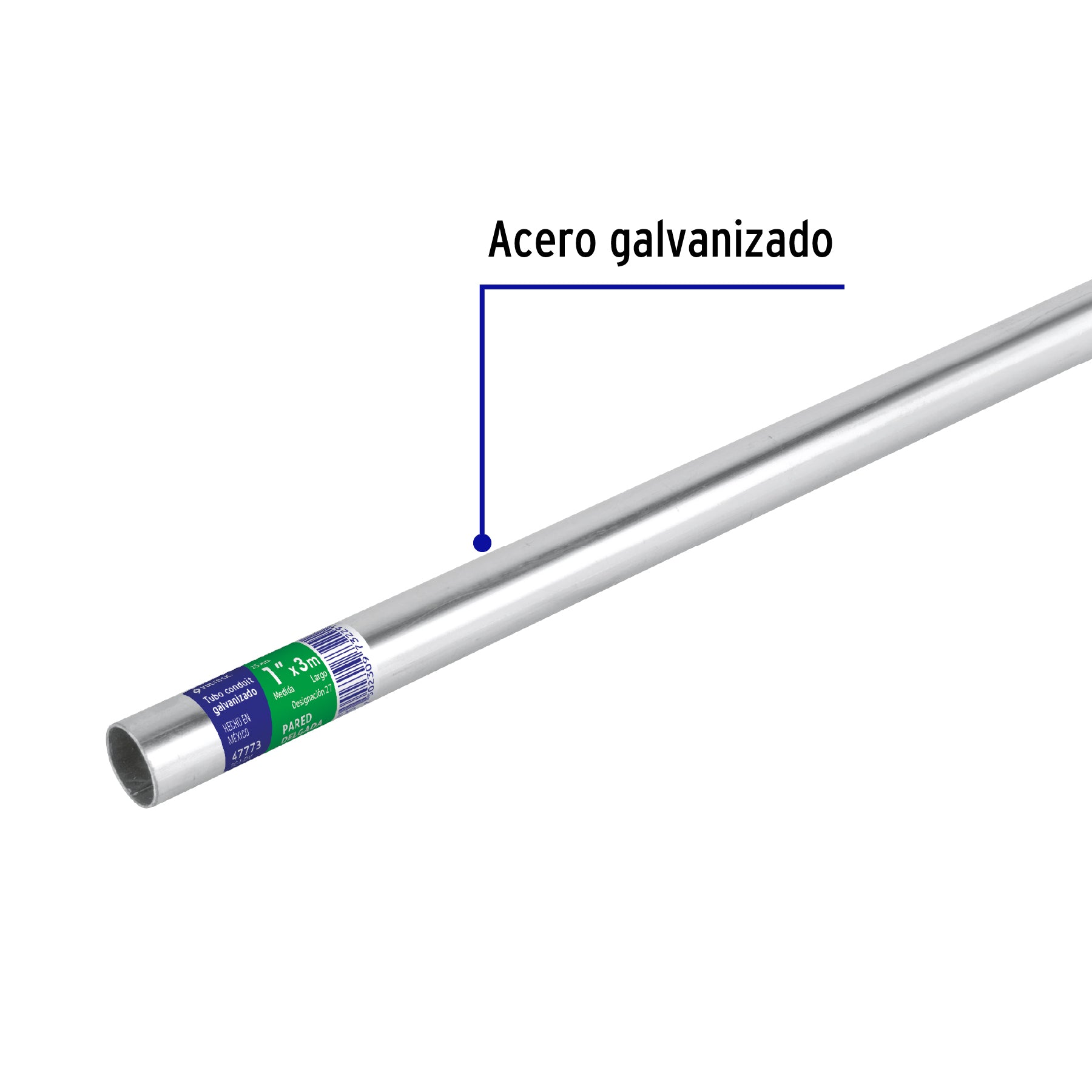 Tubo Conduit 1' pared delgada (1.6 mm), et. verde, 3 m, 47773