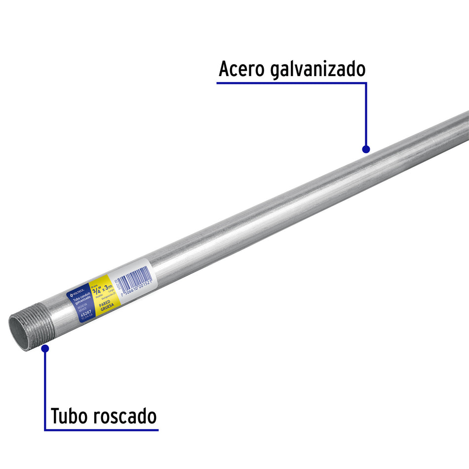 Tubo Conduit 3/4' pared gruesa (1.6 mm), et. amarilla, 3 m Caja con 10, 45287