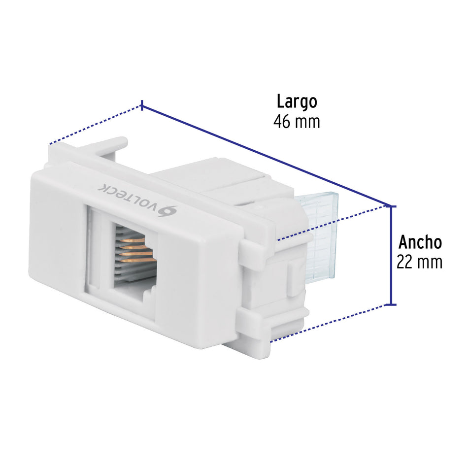 Toma de teléfono, línea Italiana, color blanco, Volteck Caja con 12, 48140