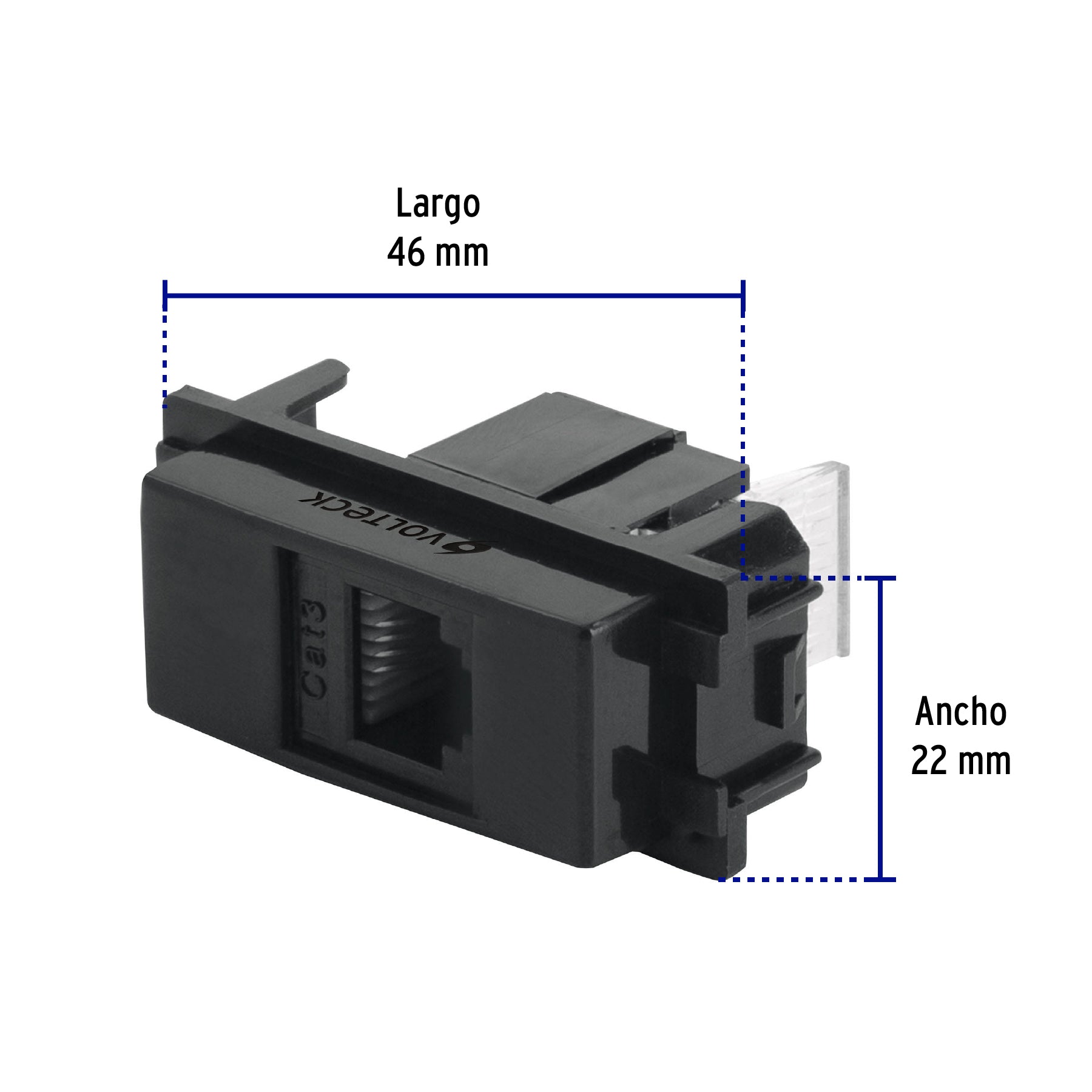 Toma de teléfono, línea Italiana, color negro, Volteck, 47611