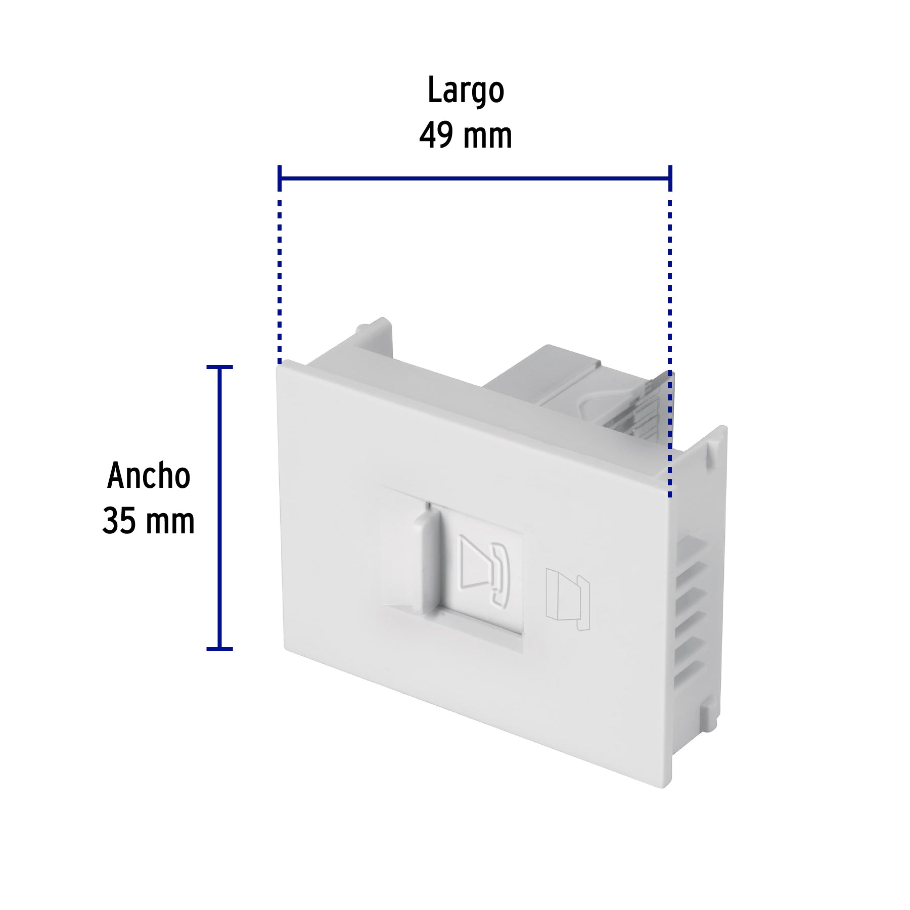 Toma de teléfono, 1.5 módulos, línea Española, color blanco, 47056