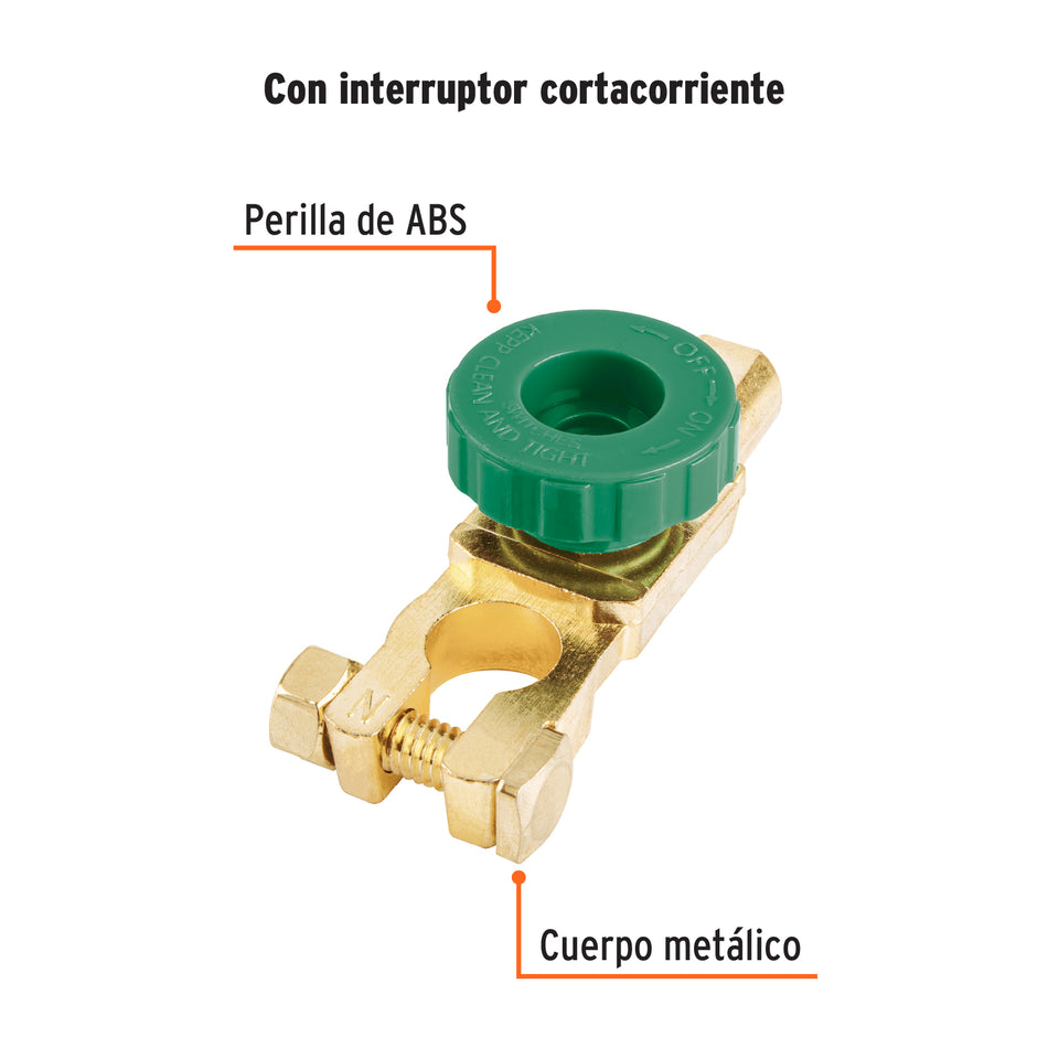 Terminal p/batería con interruptor switch, Truper Caja con 6, 102947