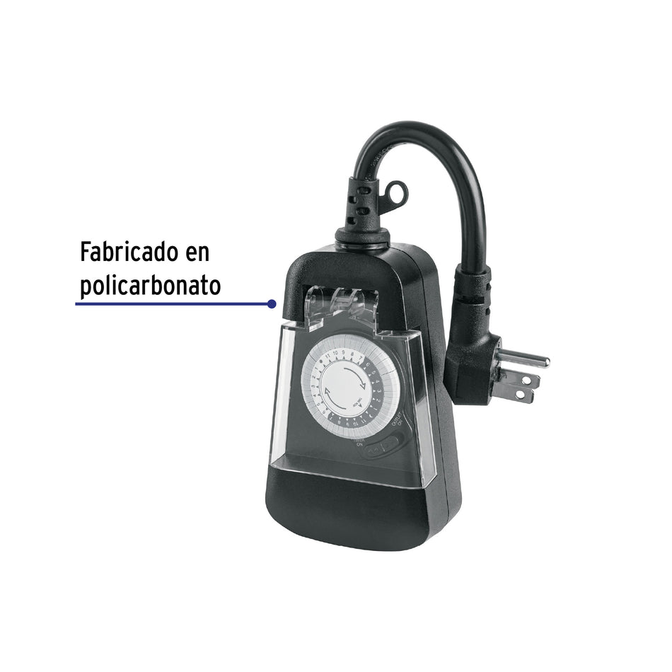 Temporizador analógico para uso en exteriores, Volteck Caja con 2, 45519