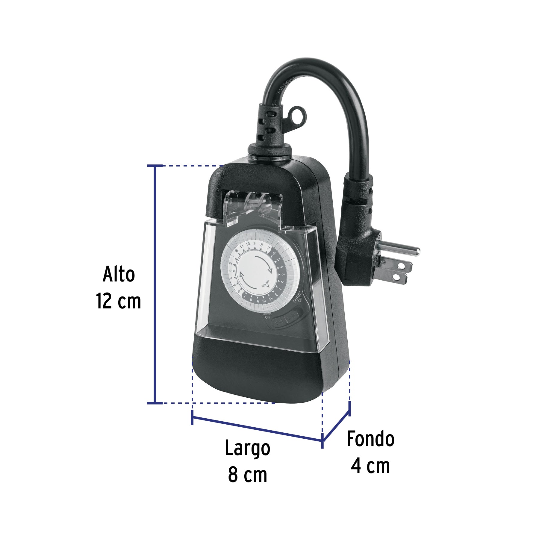 Temporizador analógico para uso en exteriores, Volteck, 45519