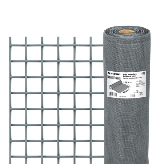 Rollo de 30 m x 0.6 m malla mosquitera fibra de vidrio gris, 44949