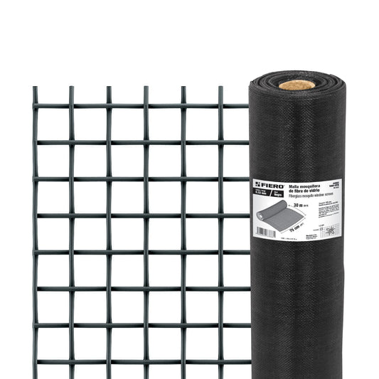 Rollo de 30 m x 0.75m malla mosquitera fibra de vidrio negra, 44993