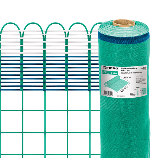 Rollo de 30 m x 1.2 m de malla mosquitera plástica verde, 44954