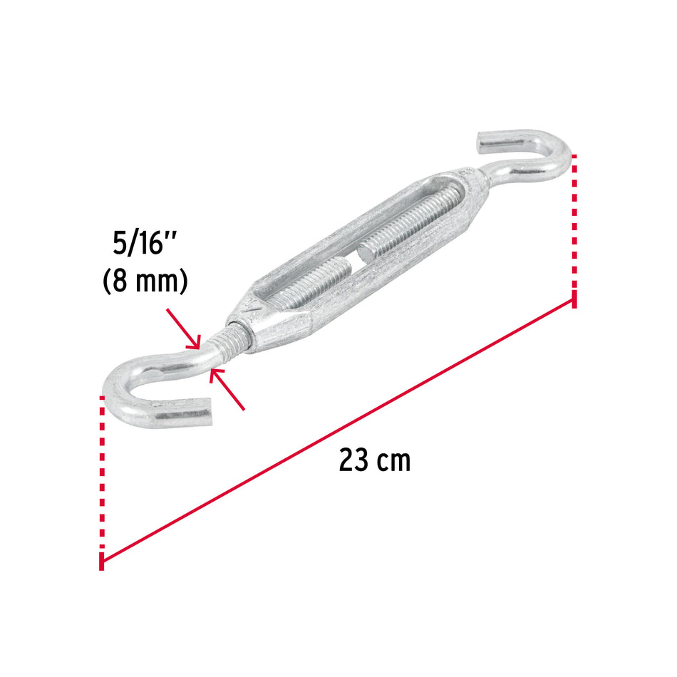 Tensor zinc 5/16' gancho-gancho, Fiero Caja con 6, 44062