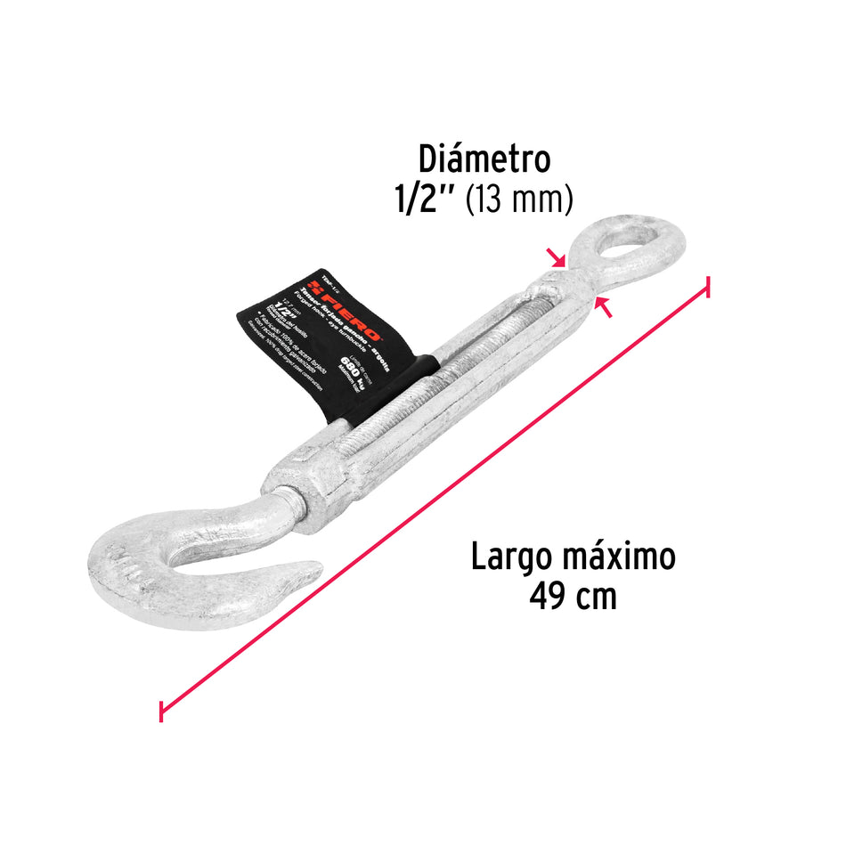 Tensor forjado 1/2' gancho-argolla, Fiero Caja con 2, 44067