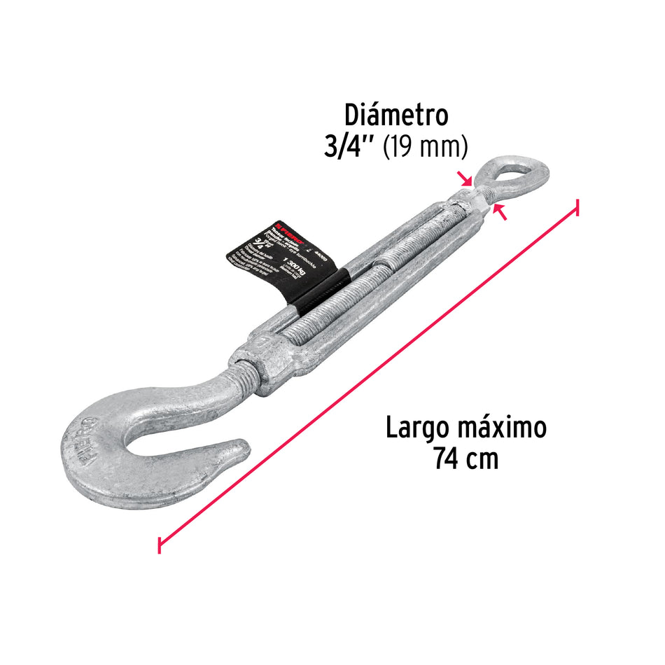 Tensor forjado 3/4' gancho-argolla, Fiero Caja con 2, 44069