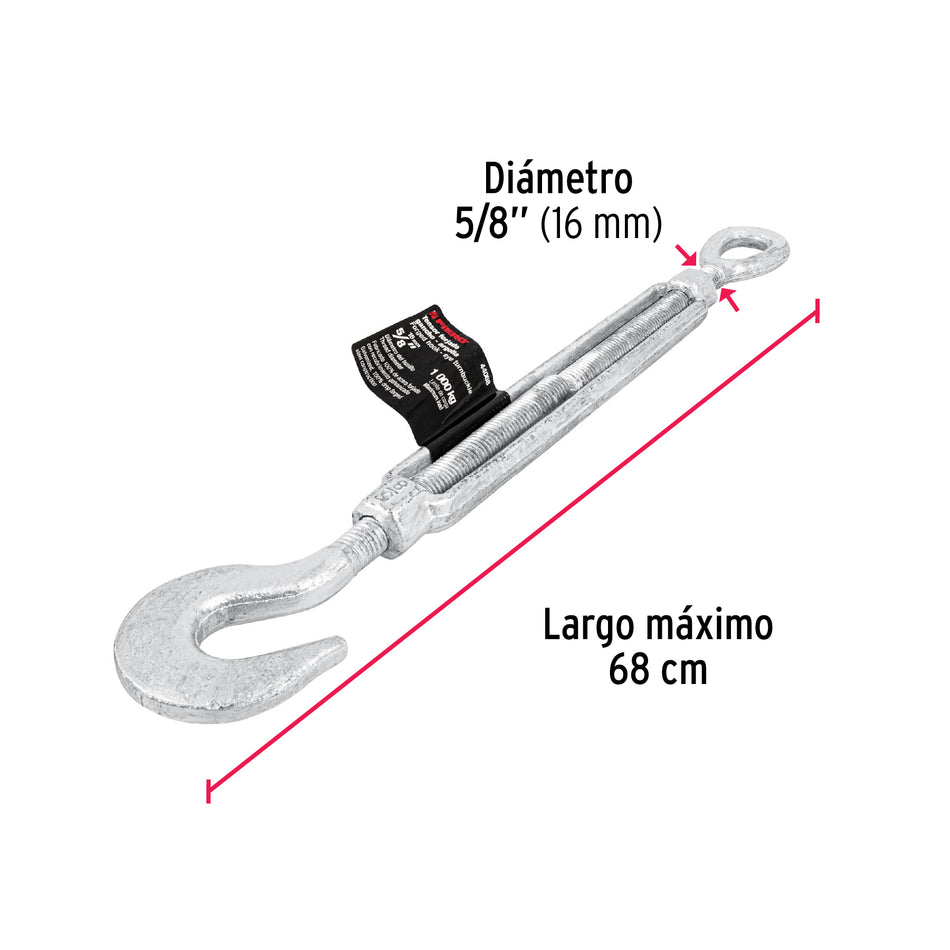 Tensor forjado 5/8' gancho-argolla, Fiero Caja con 2, 44068