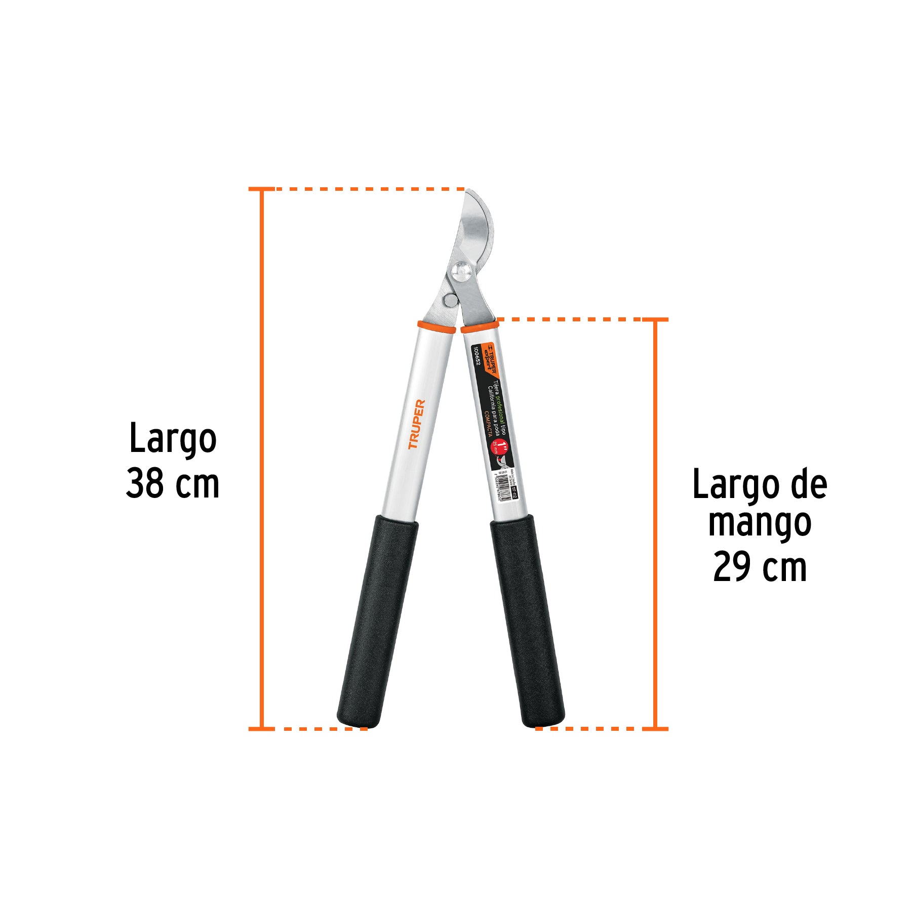 Tijera para ramas 38 cm, mgos de aluminio, TRUPER EXPERT, 100652