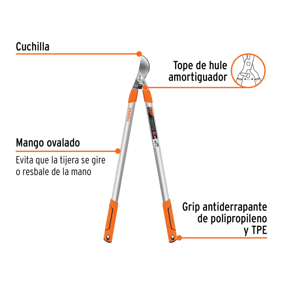 Tijera para ramas 70 cm, mgos de aluminio, TRUPER EXPERT Caja con 3, 18392