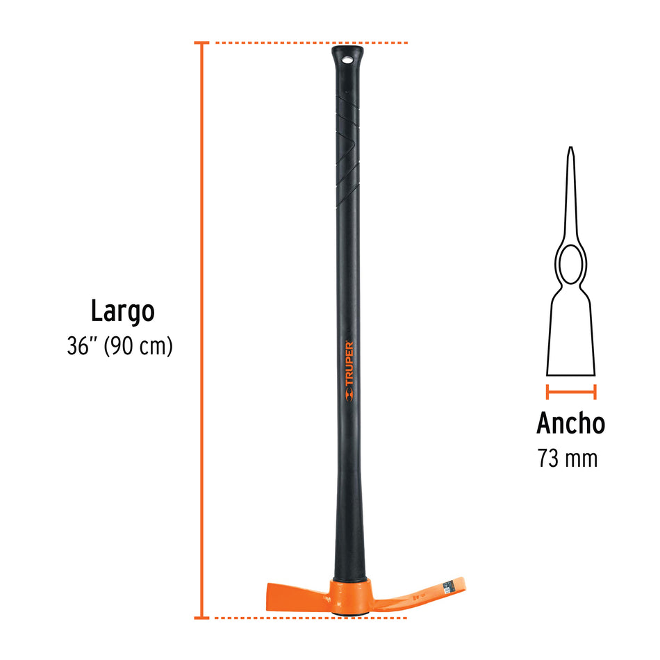 Talacho-hacha 2.5 lb, mango fibra de vidrio 36', Truper Caja con 4, 18632