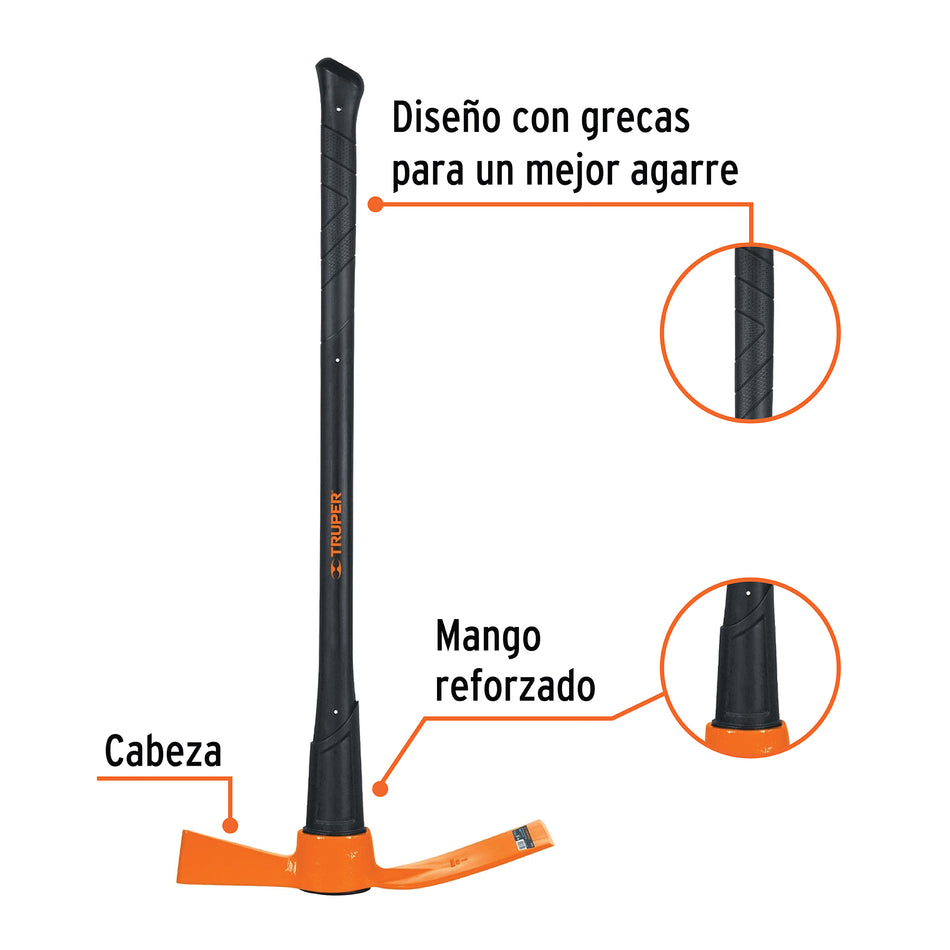 Talacho-hacha 5 lb, mango fibra de vidrio 36', Truper Caja con 4, 18648