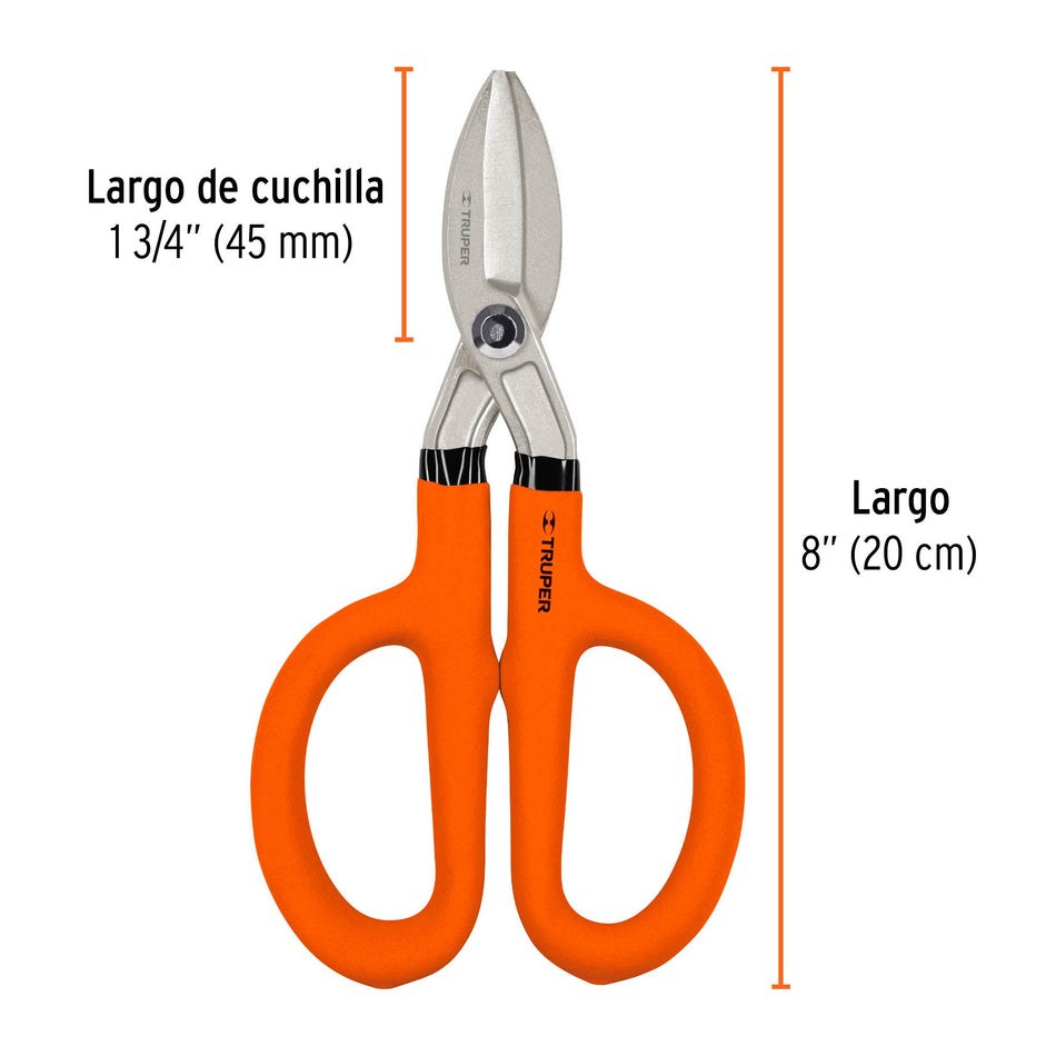 Tijera para hojalatero 8', Truper Caja con 4, 18500