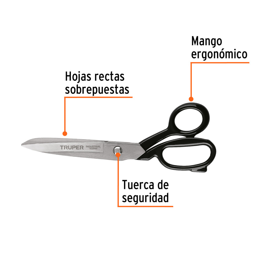 Tijera 9' industrial para sastre, TRUPER Caja con 3, 102944