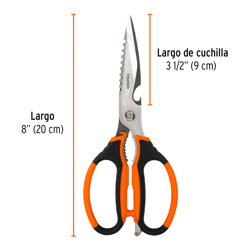 Tijera 8' multiusos de acero inox, p/cocina mgo Comfort Grip Caja con 3, 100449