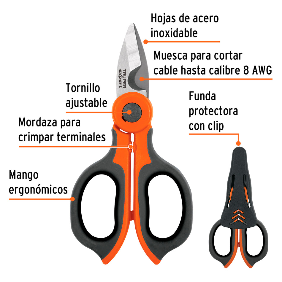 Tijera 6' de acero inoxidable para electricista, EXPERT Caja con 6, 102864