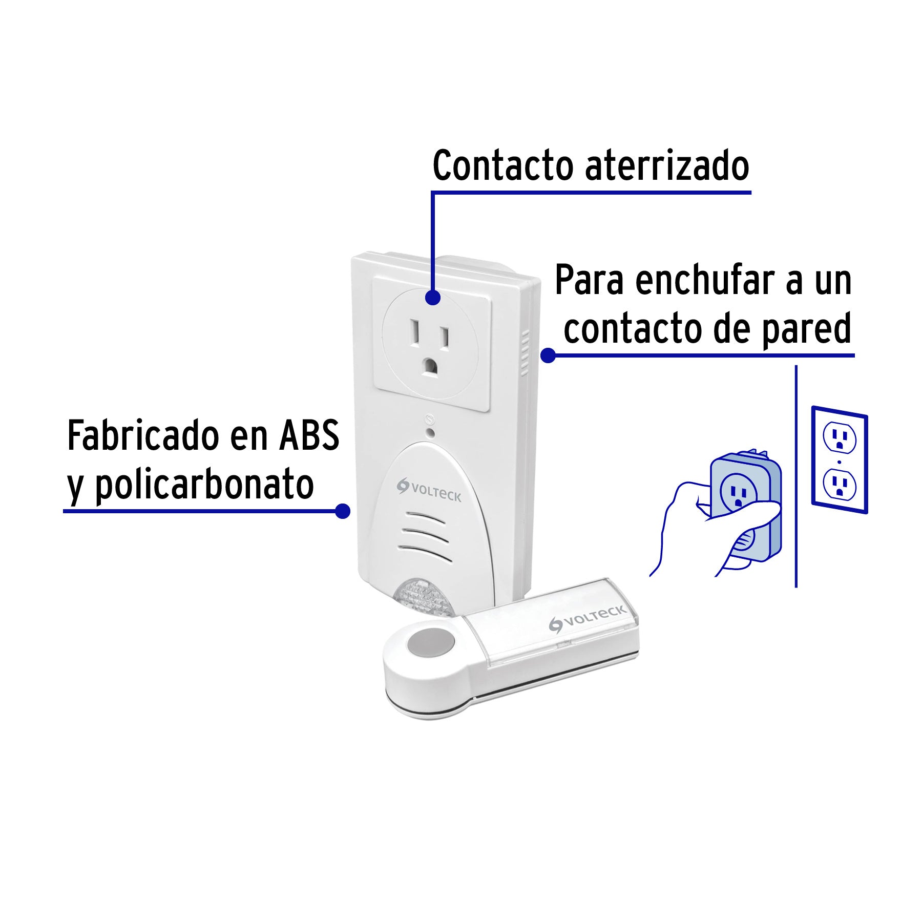 Timbre inalámbrico con receptor para enchufar, 1 tono, 46631