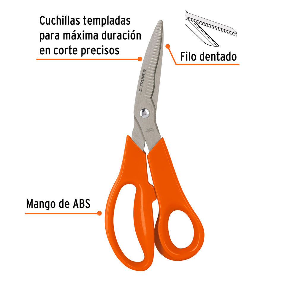 Tijera 8' multiusos de acero inox, con cuchillas dentadas Caja con 6, 18564