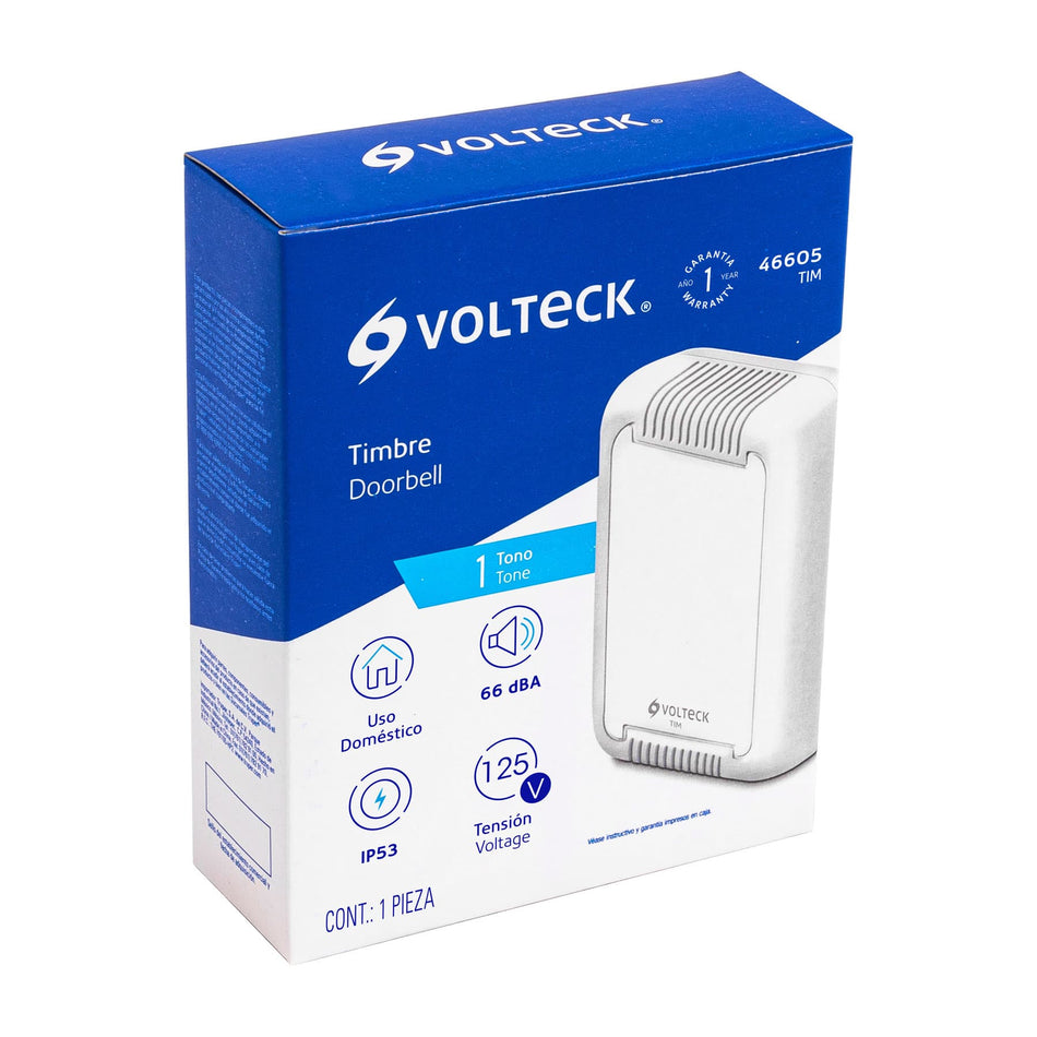 Timbre alámbrico, 1 tono, Volteck Caja con 4, 46605