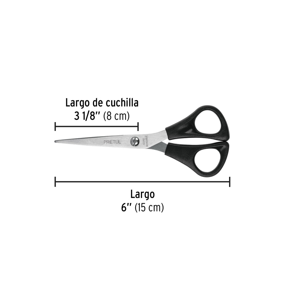 Tijera 6' de acero inoxidable para casa y oficina, PRETUL Caja con 12, 23187