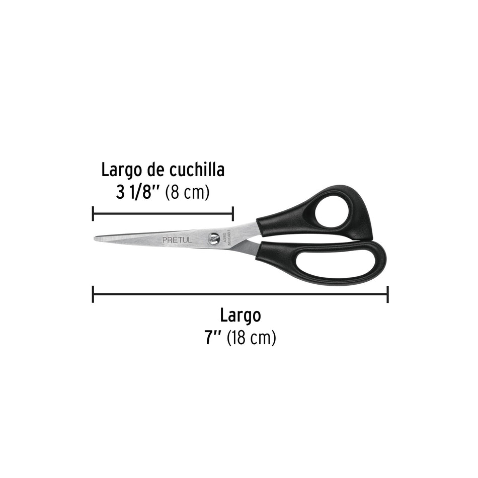 Tijera 7' de acero inoxidable para casa y oficina, PRETUL Caja con 12, 23186