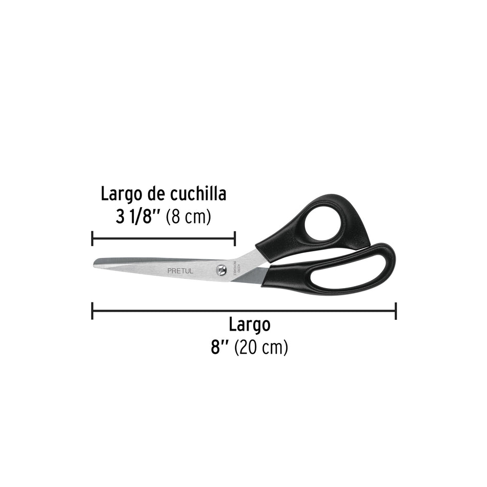 Tijera 8' de acero inoxidable para casa y oficina, PRETUL Caja con 12, 23185
