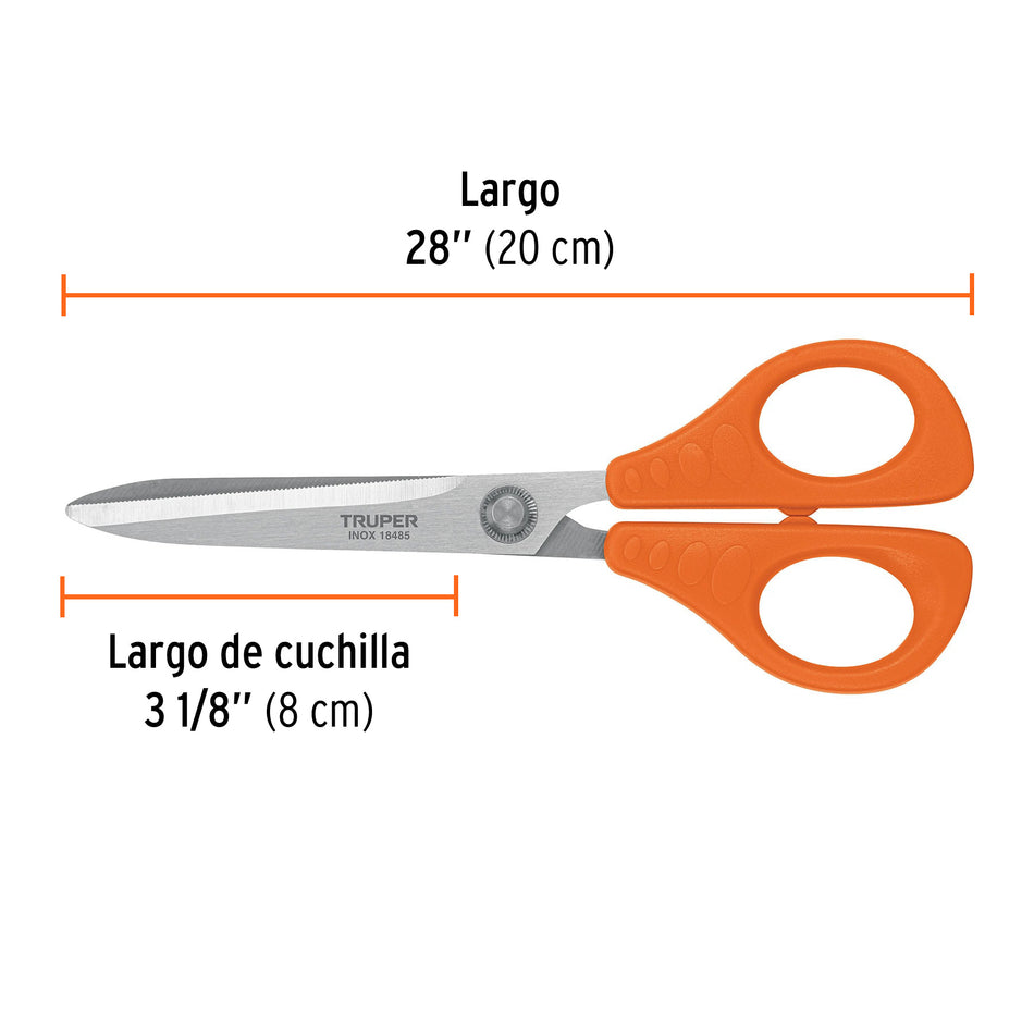 Tijera 8' de acero inoxidable para oficina, TRUPER Caja con 6, 18485