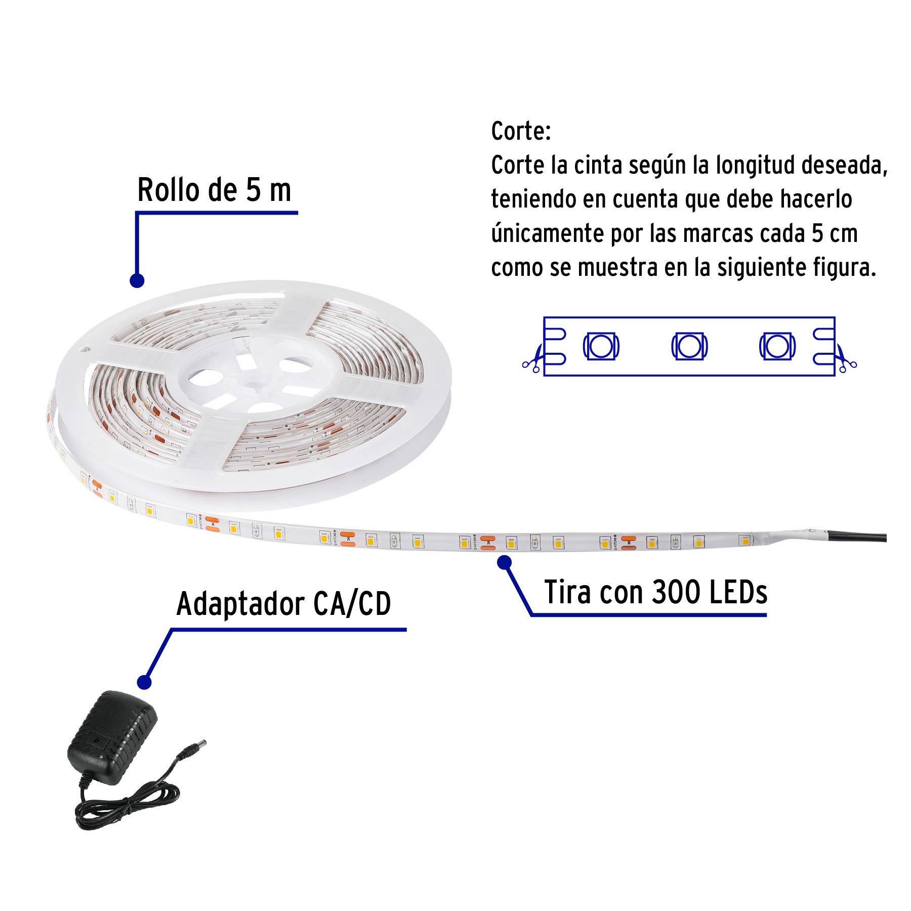 Tira LED 5 m 40 W para interior y exterior multicolor RGB, 46370