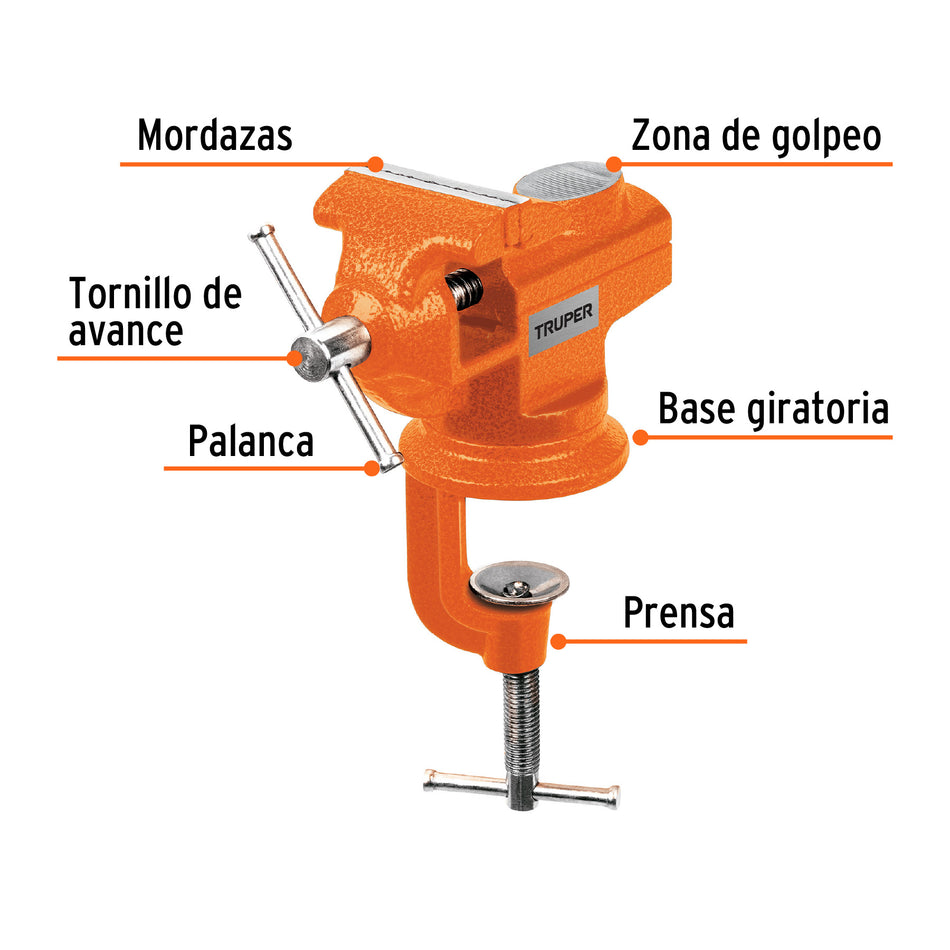 Tornillo de banco 2.5' para joyero, Truper Caja con 2, 103319