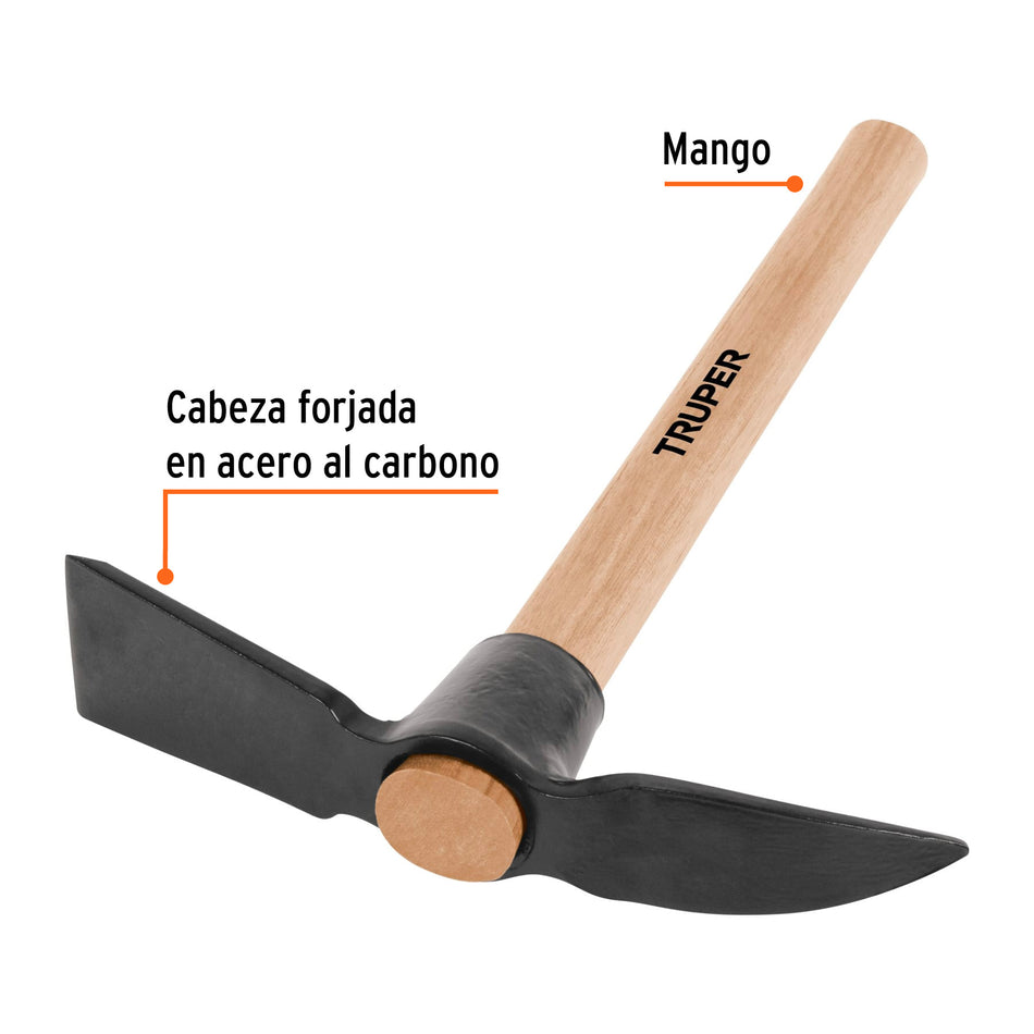 Talacho-pico, mango de madera 14', Truper Caja con 4, 10927