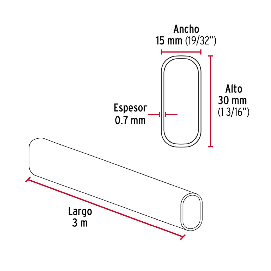Tubo ovalado de 3.0 m negro para closet, Hermex Caja con 10, 46584