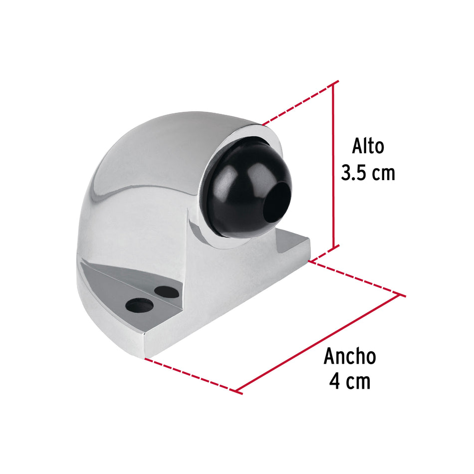 Tope tipo codo para puerta, acabado cromo,Hermex Caja con 6, 43772