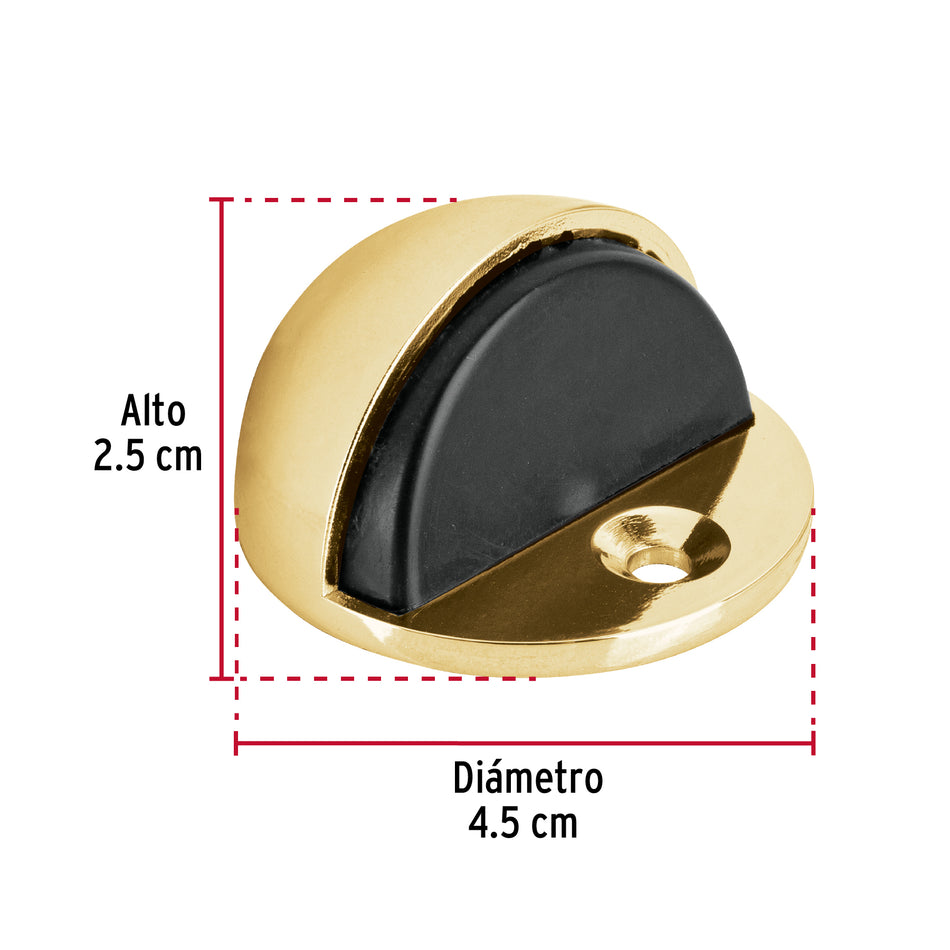 Tope tipo domo para puerta, acabado latón, Hermex Caja con 6, 43776