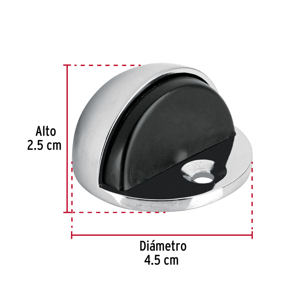 Tope tipo domo para puerta, acabado cromo, Hermex Caja con 6, 43777